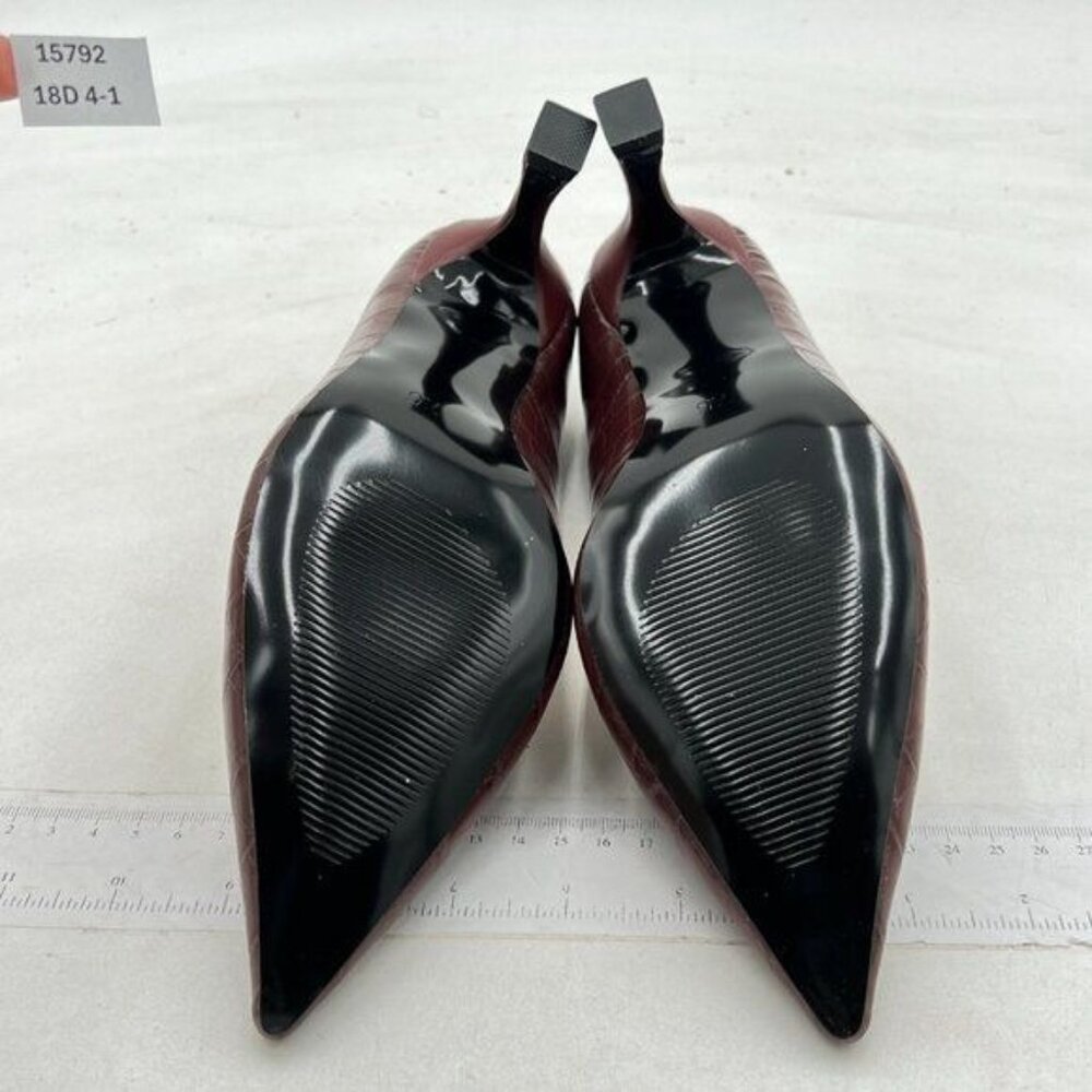 Fowt Simple Solid Croc-Embossed Pointed Toe Black… - image 7